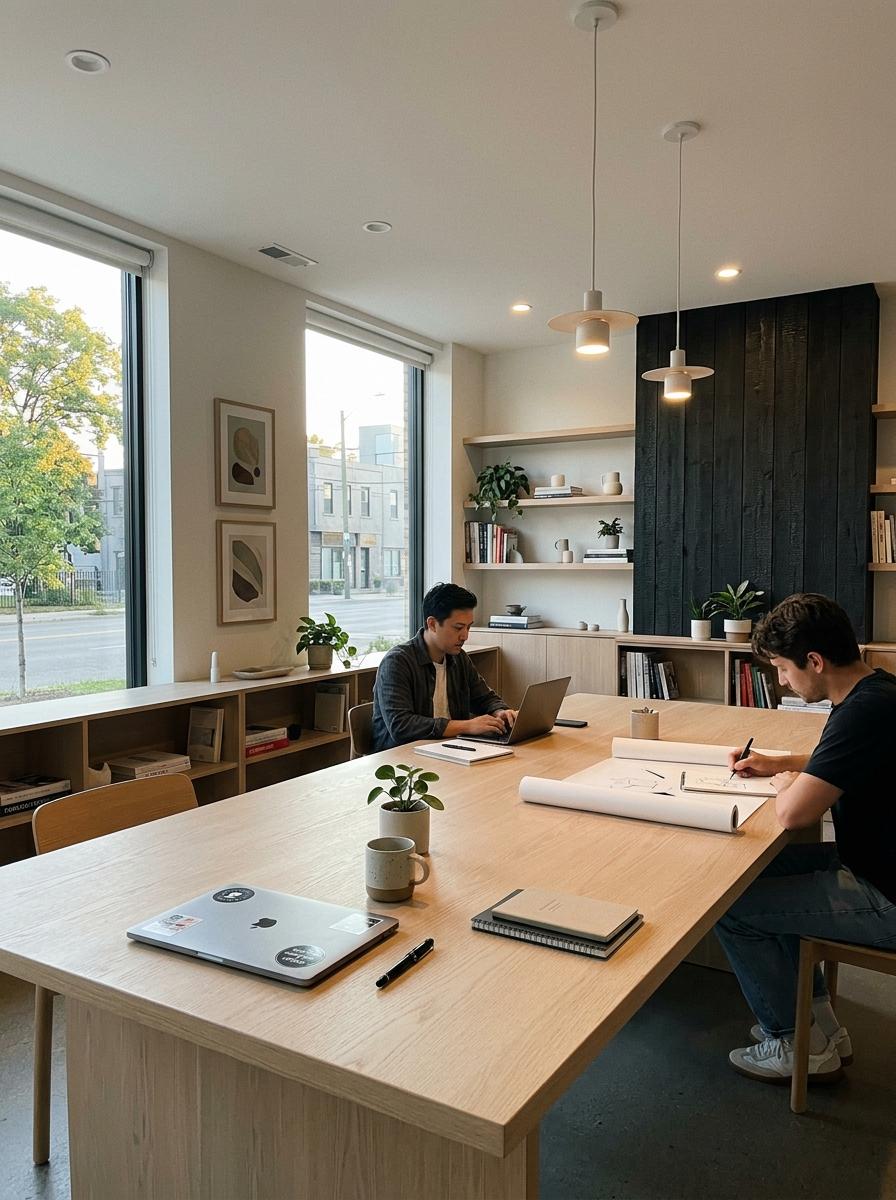 A Bright And Open Modern Japandi Office For Creative Focus