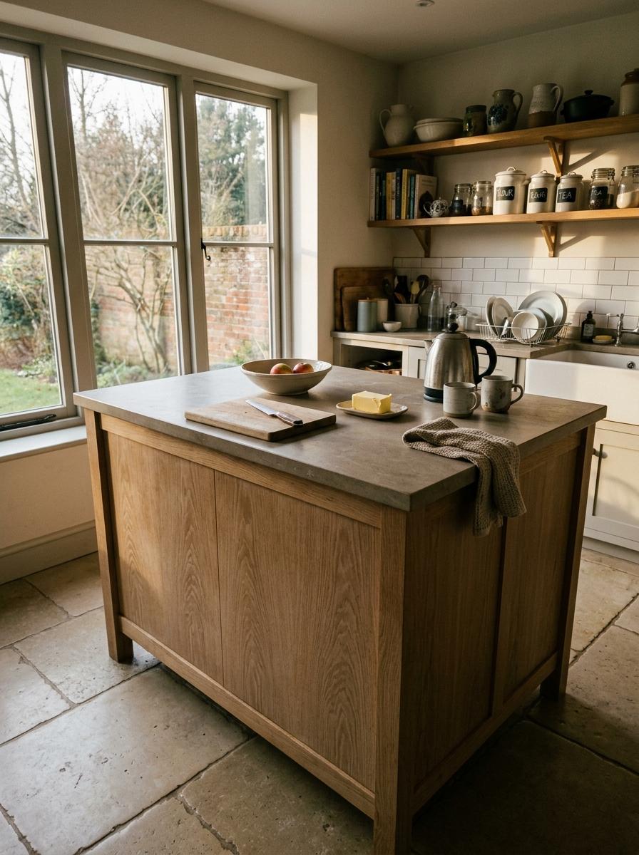 A Bright Culinary Space Defined By A Japandi Kitchen Island