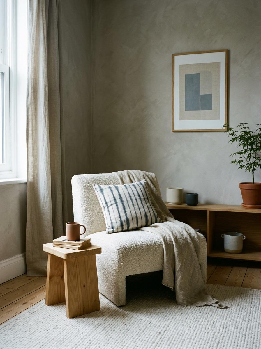 A Closer Look At An Organic Japandi Living Room Color Palette