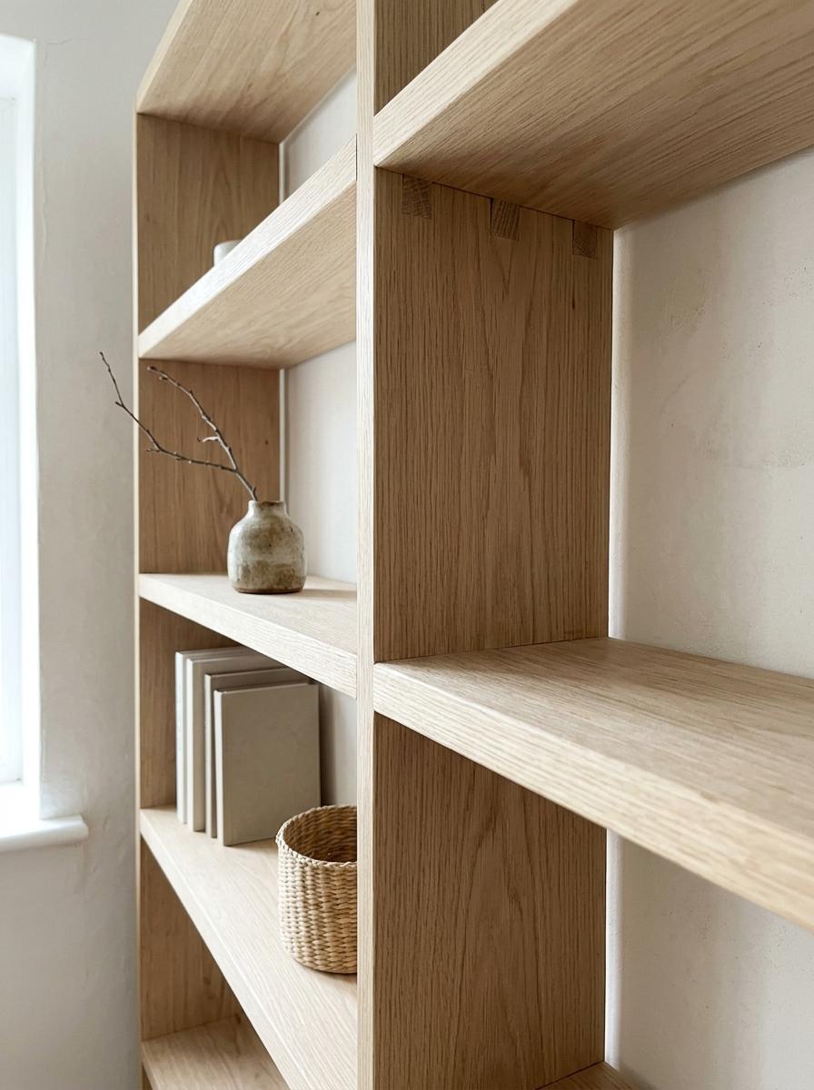 A Closer Look At Bespoke Japandi Living Room Shelving Designs