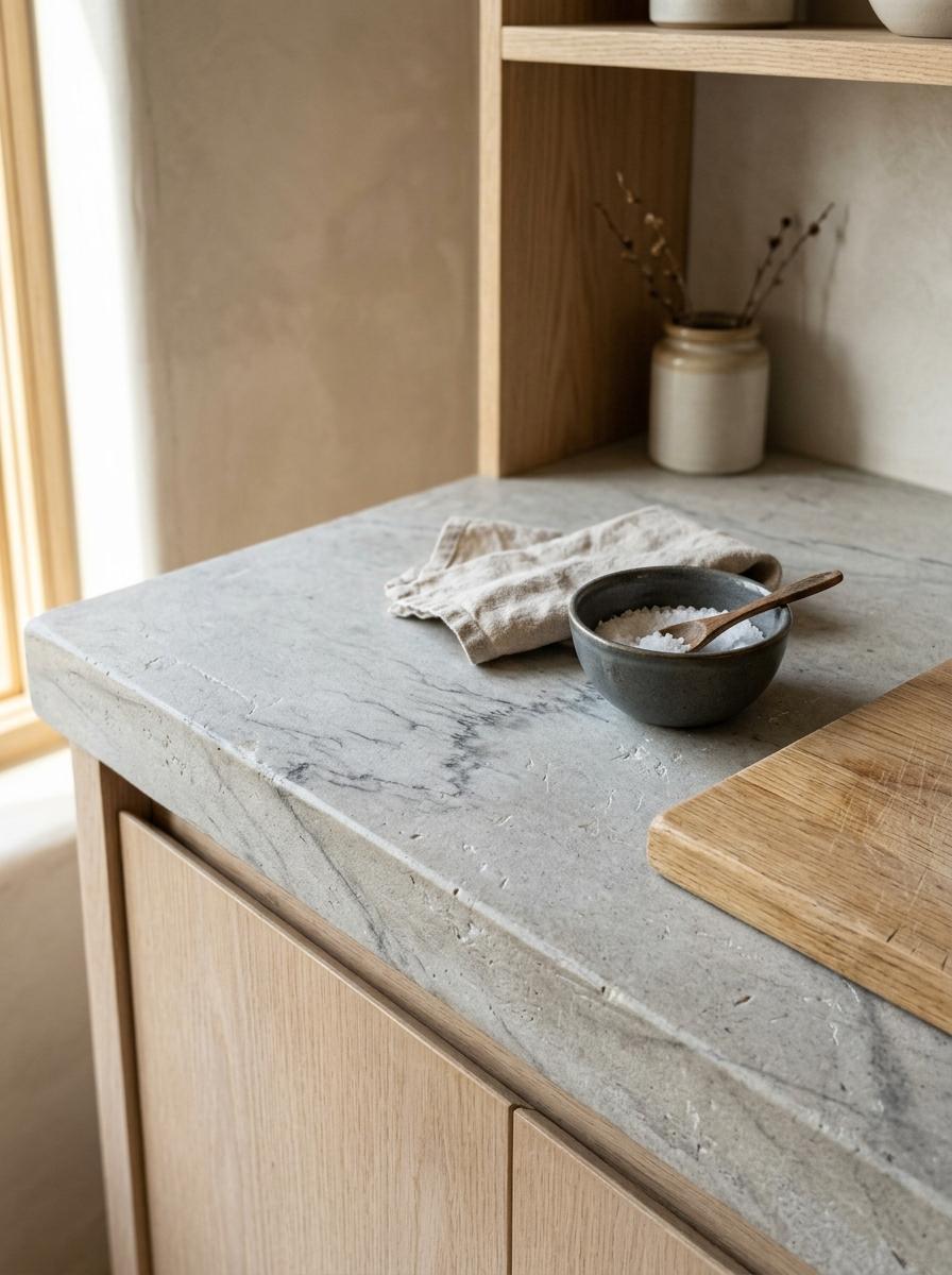 A Closer Look At Natural Stone For Japandi Kitchen Countertops