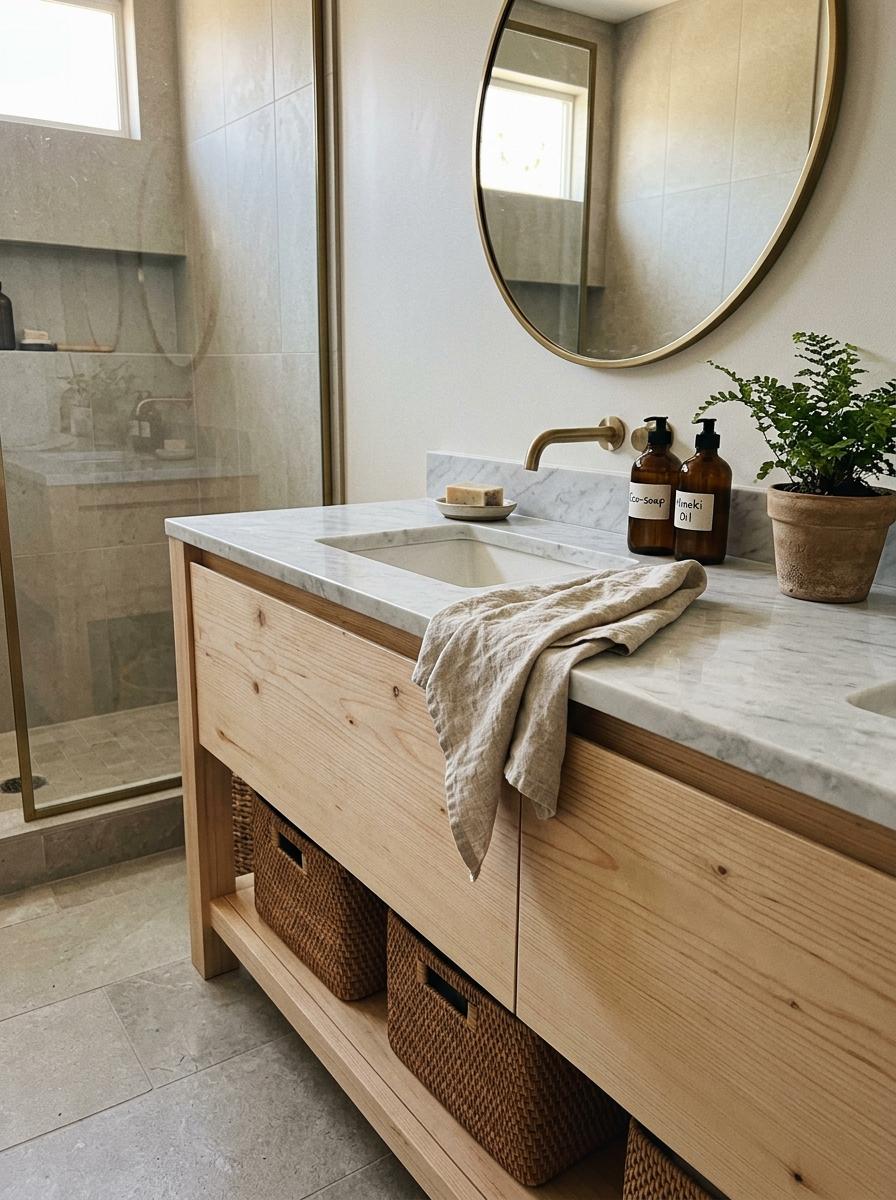 A Closer Look At Sustainable Japandi Bathroom Vanity Materials