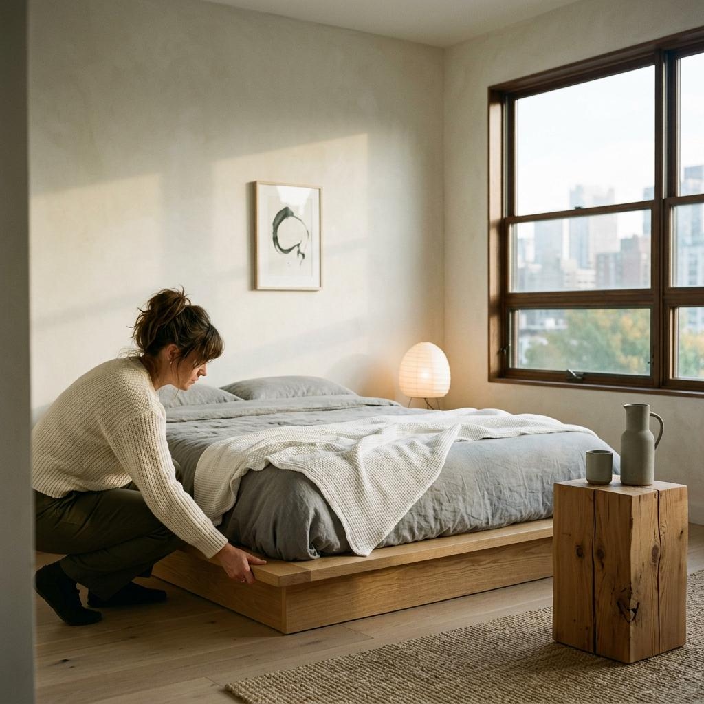 A Closer Look At This Modern Japandi Bedroom Setup