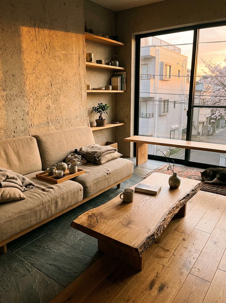 A Closer Look At This Warm Japandi Living Room Aesthetic