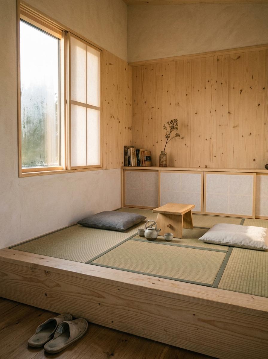 A Cohesive Minimalist Japandi Living Room In A Tiny Home