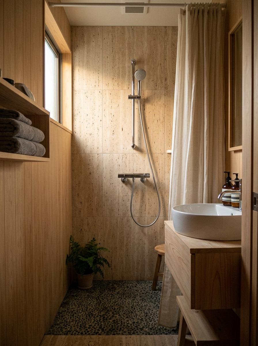 A Compact Home With A Clever Japandi Bathroom Layout