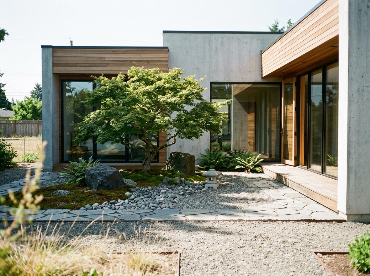 A Contemporary Home With A Small Japandi Garden Focus