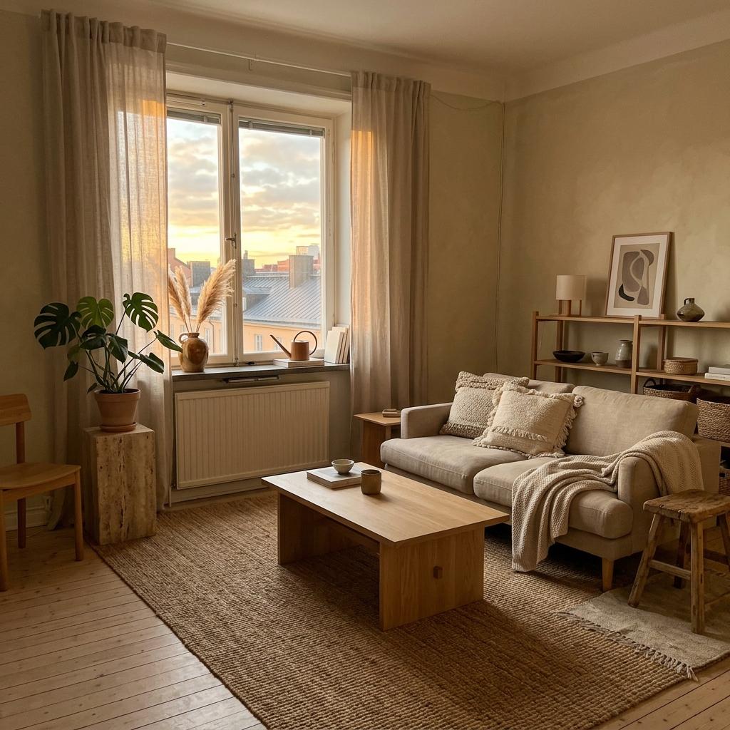 A Cozy Apartment Featuring Boho Japandi Design Elements