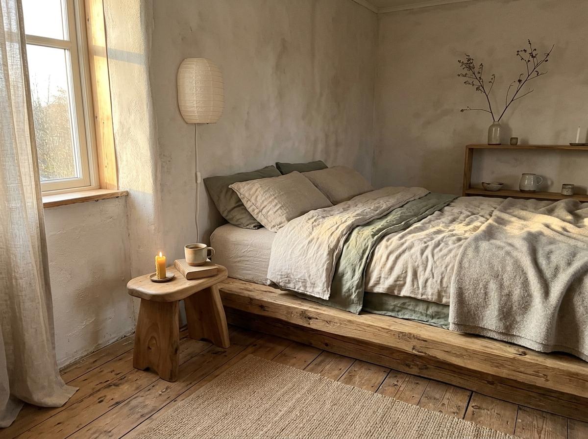 A Cozy Retreat Featuring Rustic Japandi Bedroom Elements