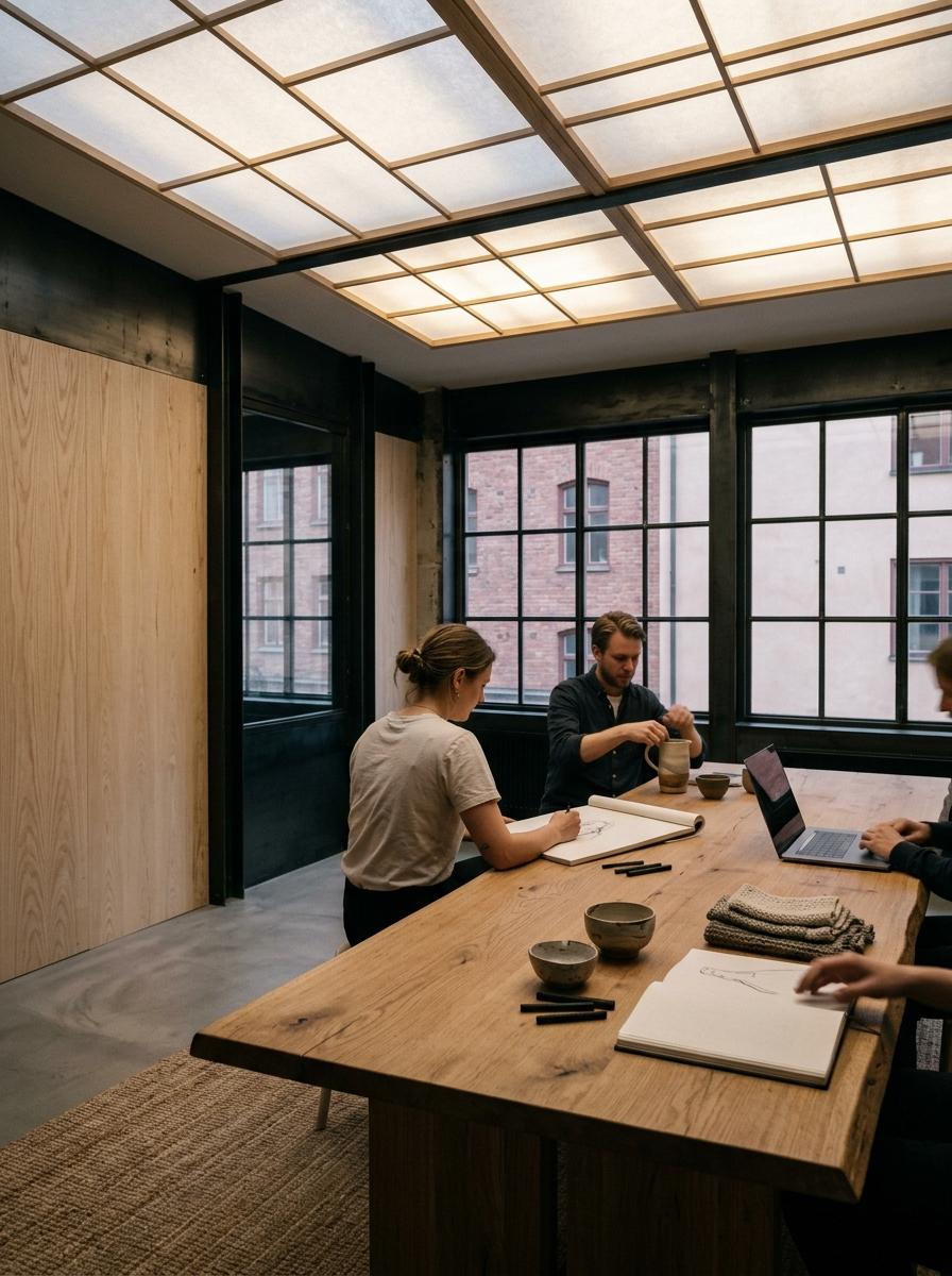 A Creative Studio With Modern Zen Japandi Interior Design Focus