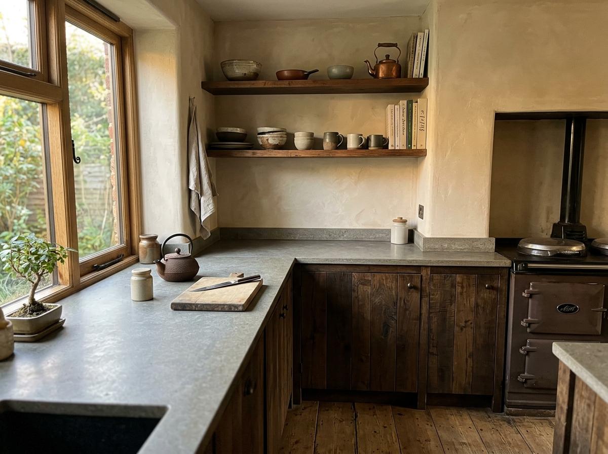 A Culinary Haven Featuring Rustic Japandi Kitchen Aesthetics