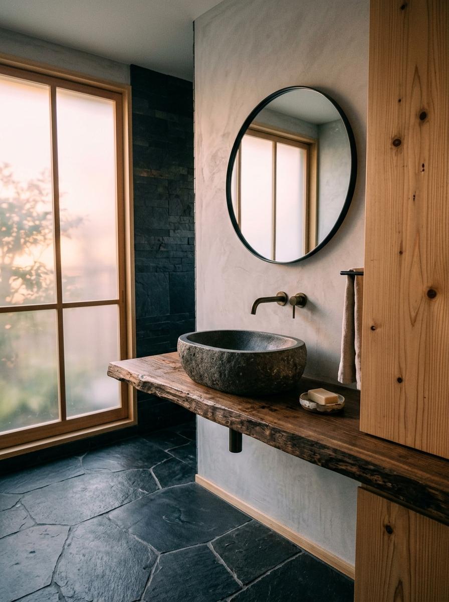 A Curated Space Defined By Modern Japandi Bathroom Aesthetics