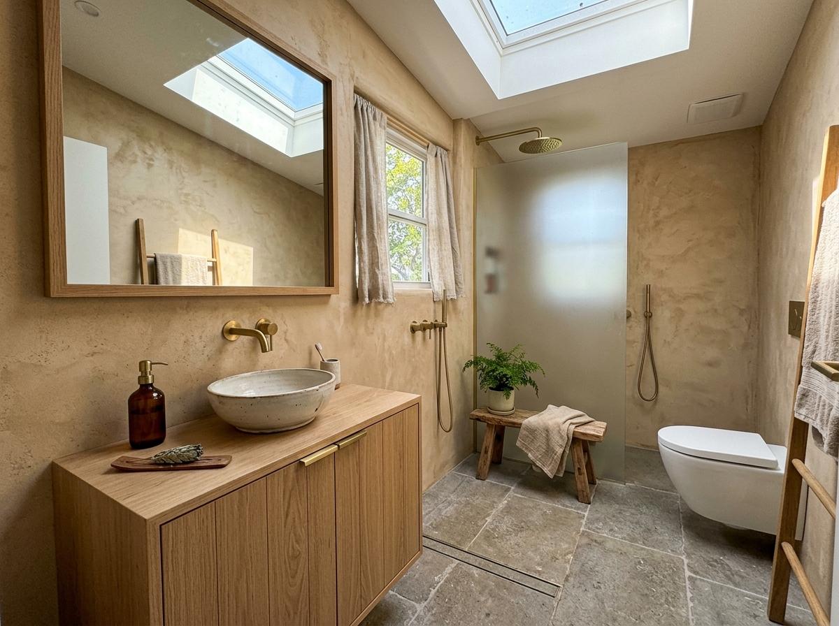 A Detailed Look At This Earth Tone Japandi Bathroom Renovation