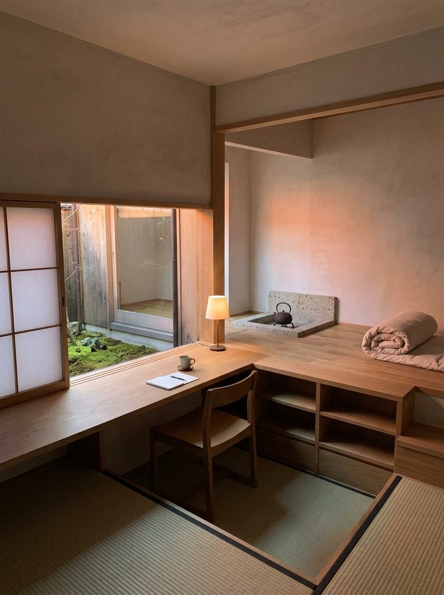A Functional Study Featuring Minimalist Japandi Interior Design