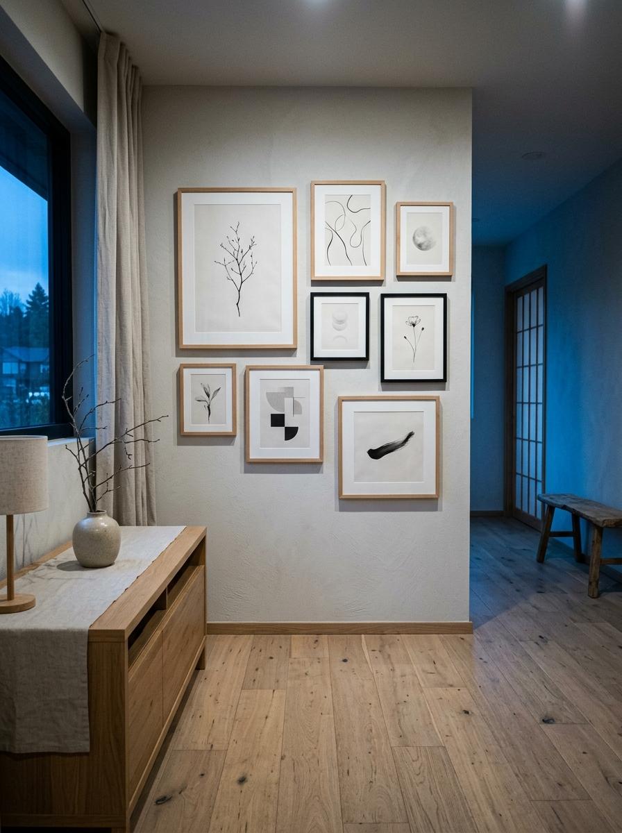 A Gallery Wall Designed With Japandi Wall Art Decor