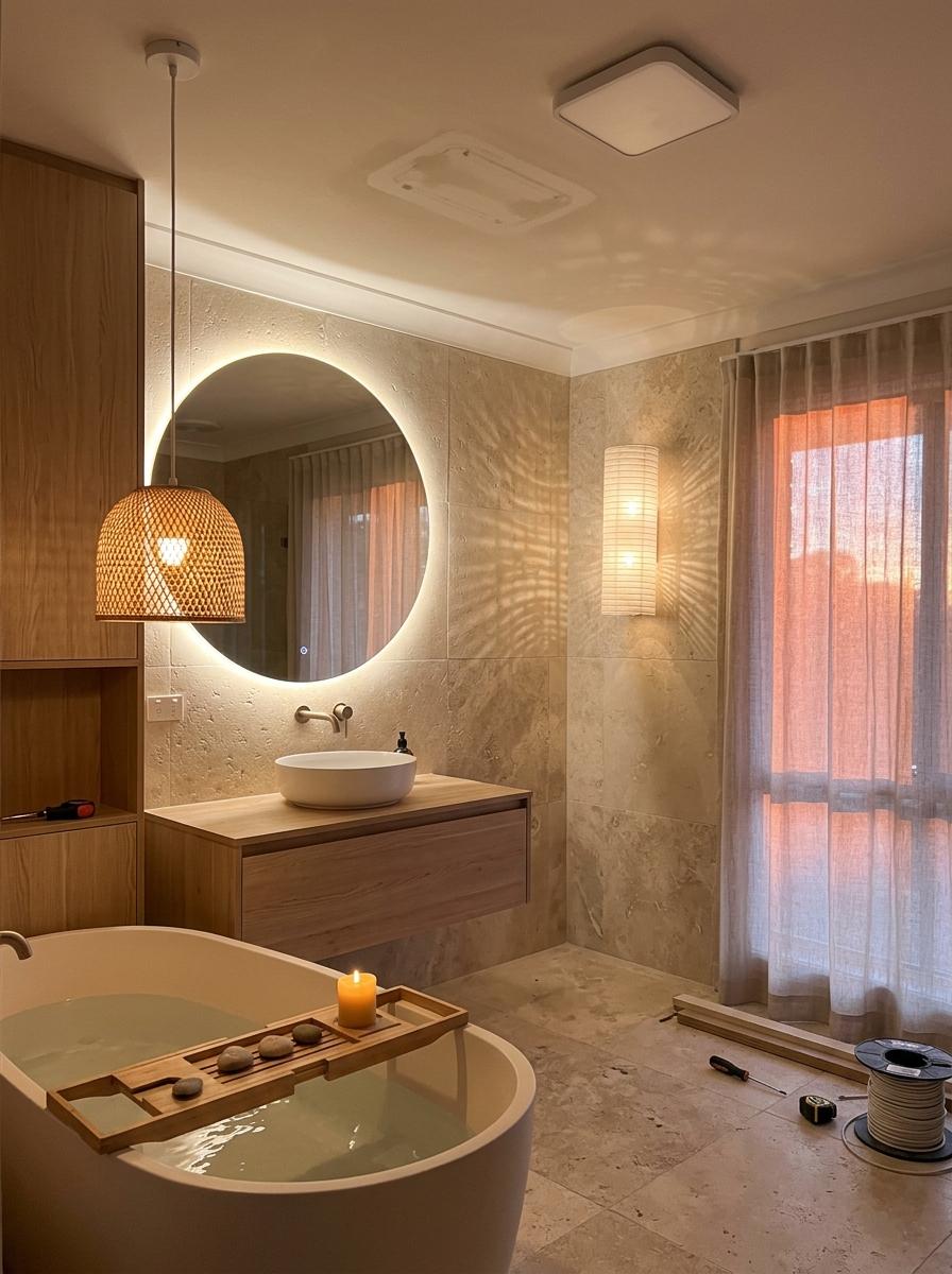 A Guide To Layered Japandi Bathroom Lighting For Relaxation