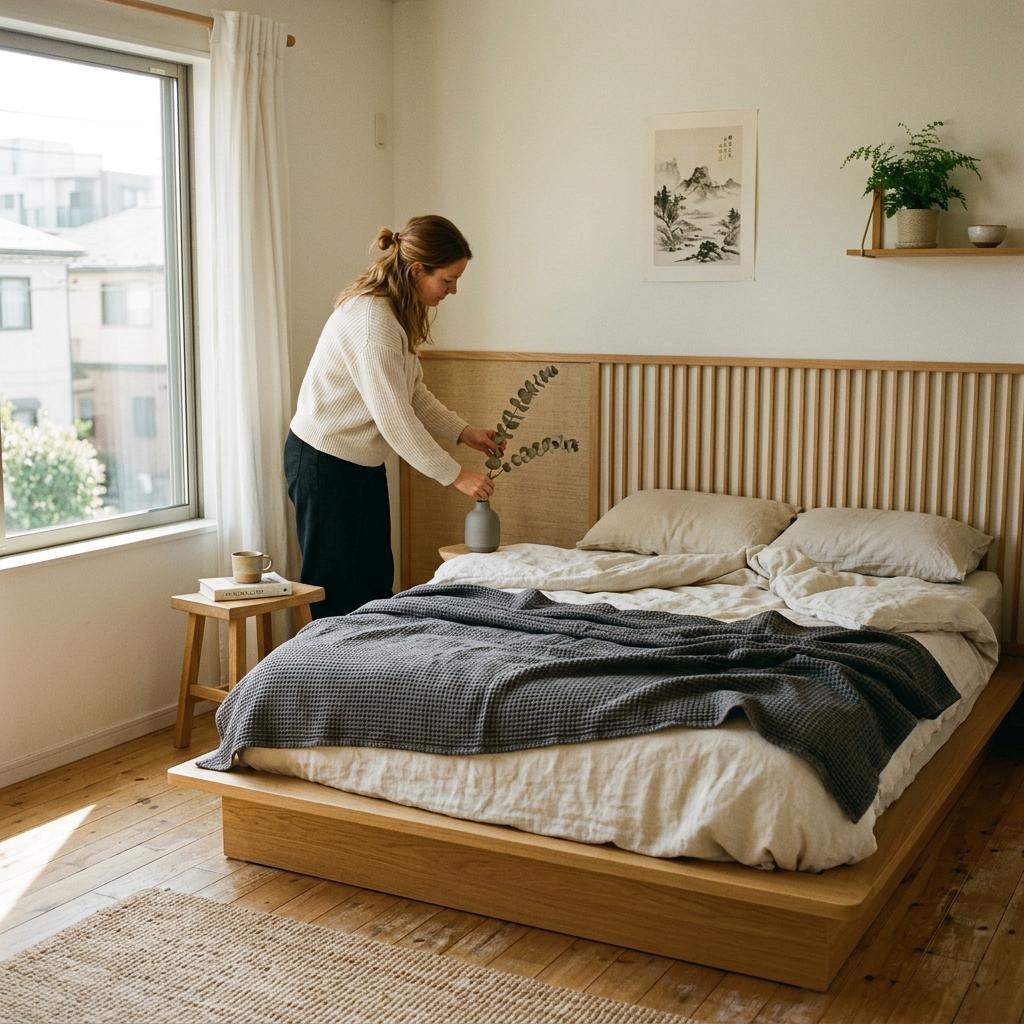 A Home With Modern Japandi Scandinavian Bedroom Focus