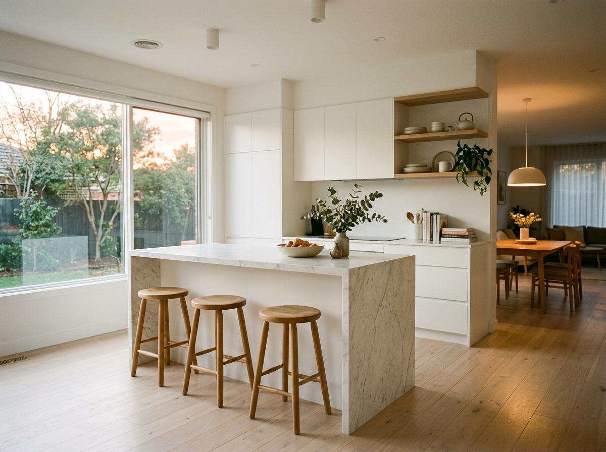 A Home With Modern White Japandi Kitchen Focus