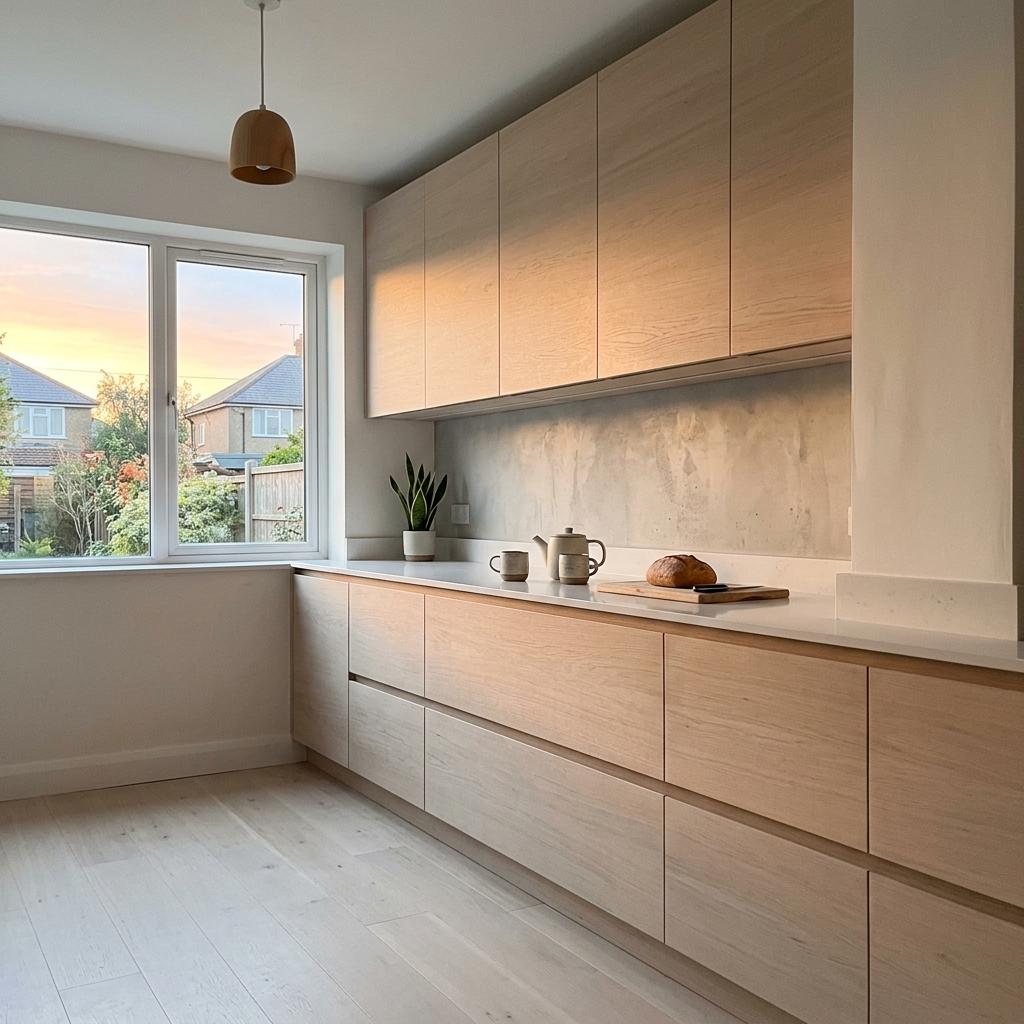 A Kitchen With Modern Japandi Cabinet Design Focus