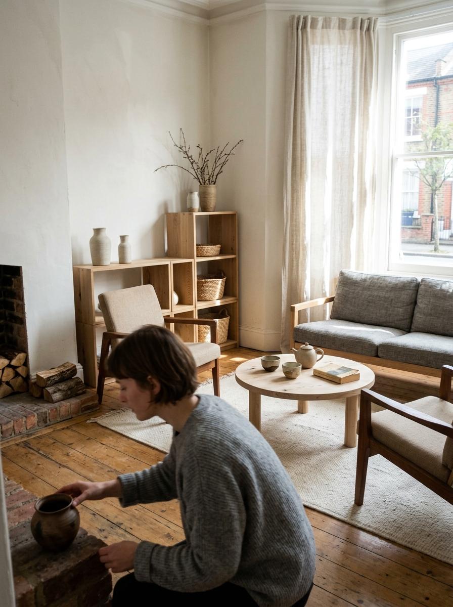 A Look Into This Peaceful Japandi Living Room Sanctuary