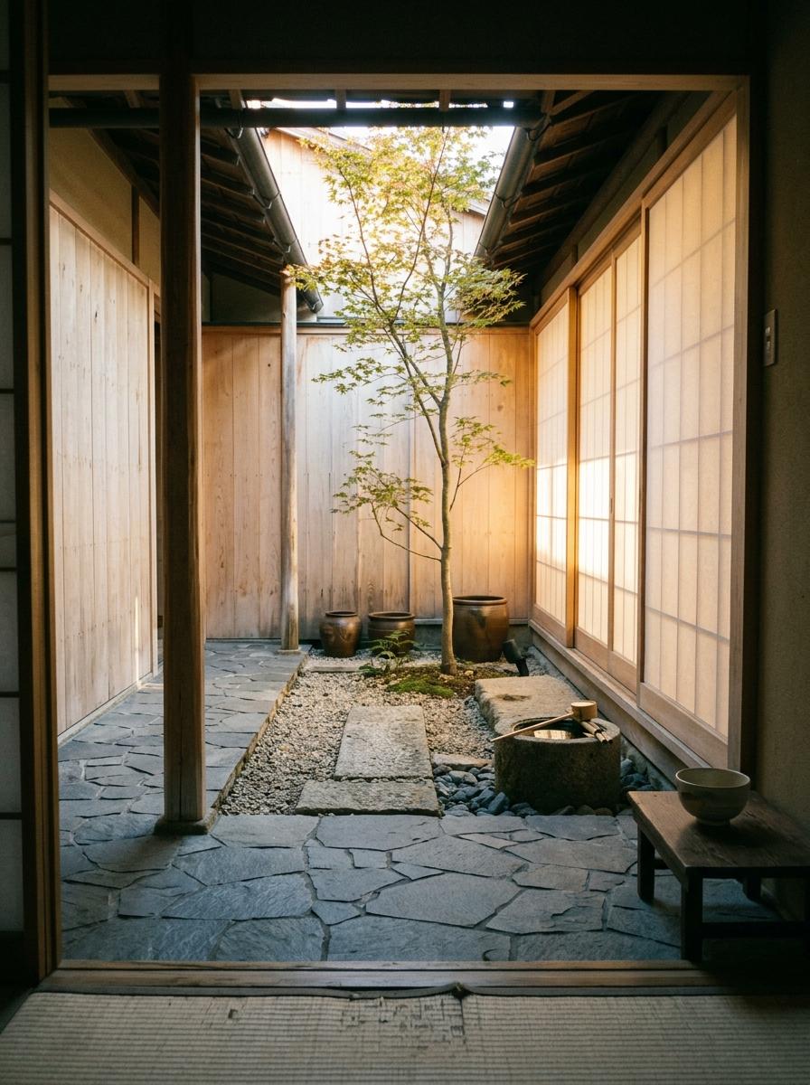 A Look Into This Quiet Japandi Courtyard Design