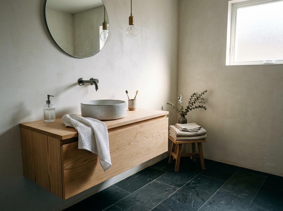 A Minimalist Approach To The Japandi Guest Bathroom