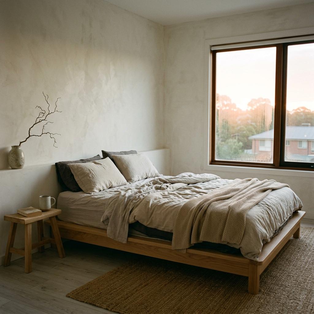 A Minimalist Home With A Japandi Neutral Bedroom Focus
