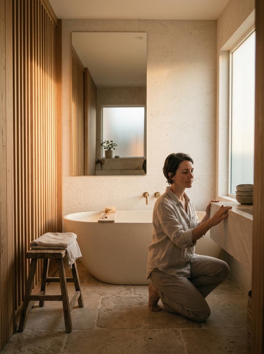 A Minimalist Japandi Bathroom That Blends Function And Beauty