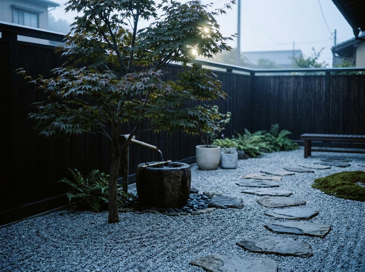 A Minimalist Small Garden Featuring Japandi Design Elements