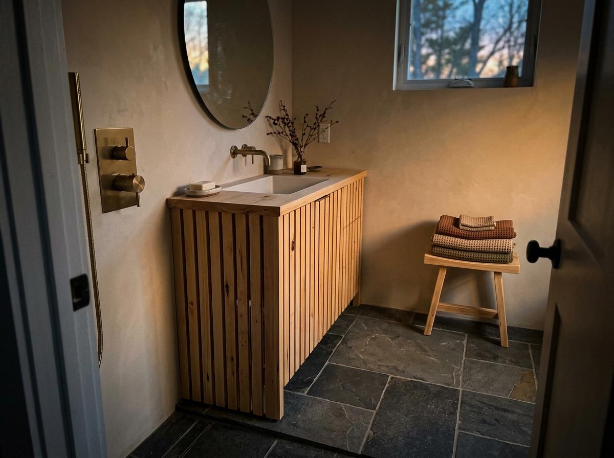 A Modern Home Showcasing A Japandi Bathroom Transformation