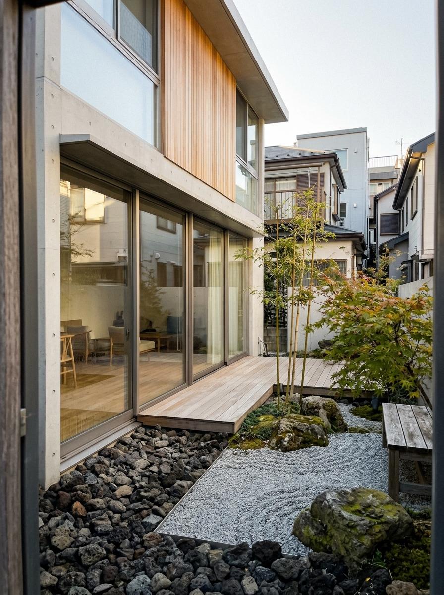 A Modern Home With Small Japandi Garden Concepts