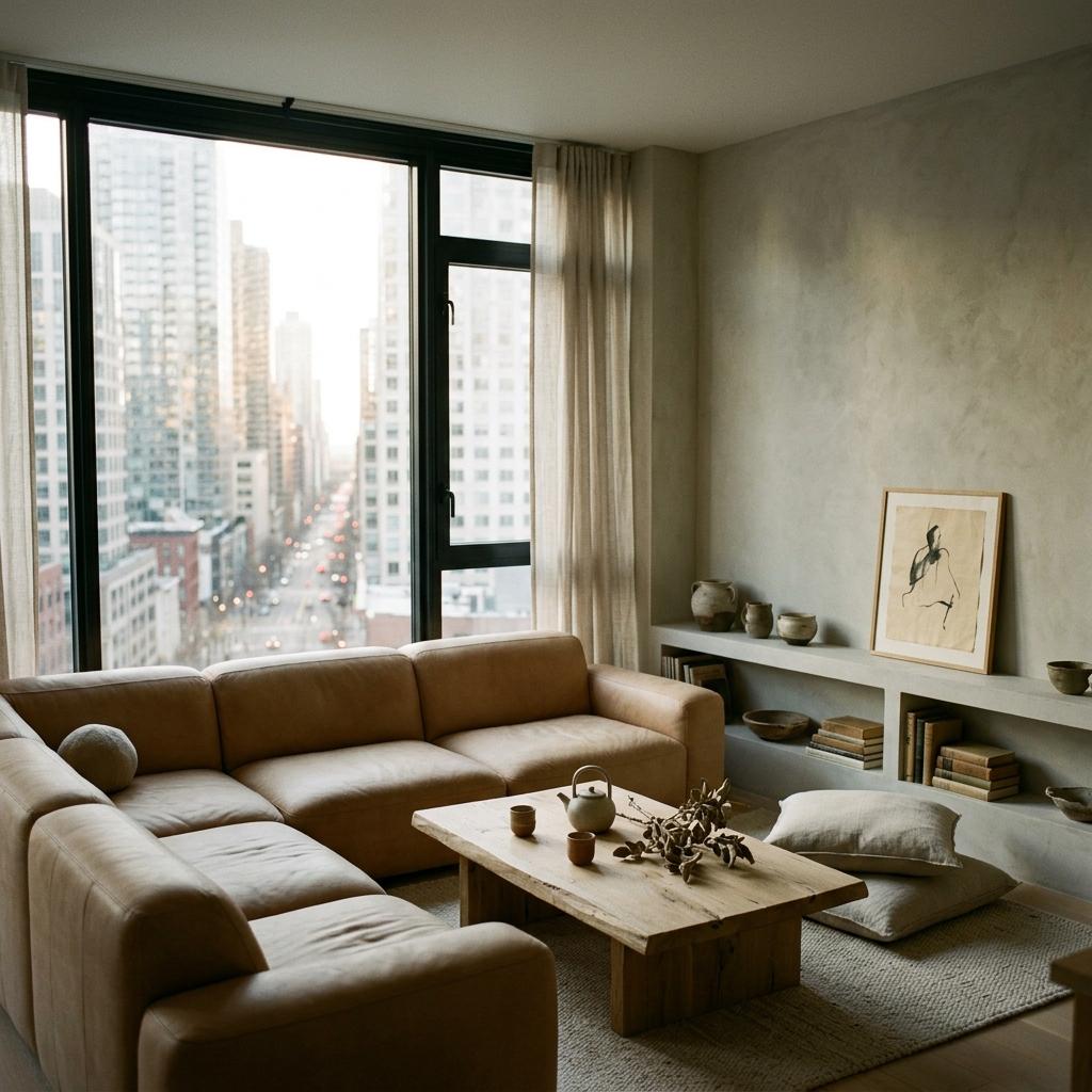 A Modern Transformation Featuring A Japandi Living Room Layout