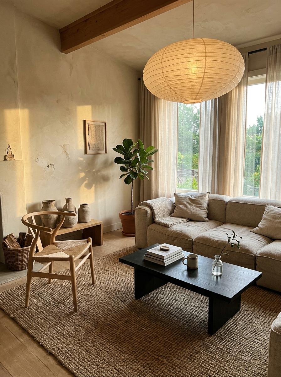 A Natural Earth Tone Japandi Living Room Makeover