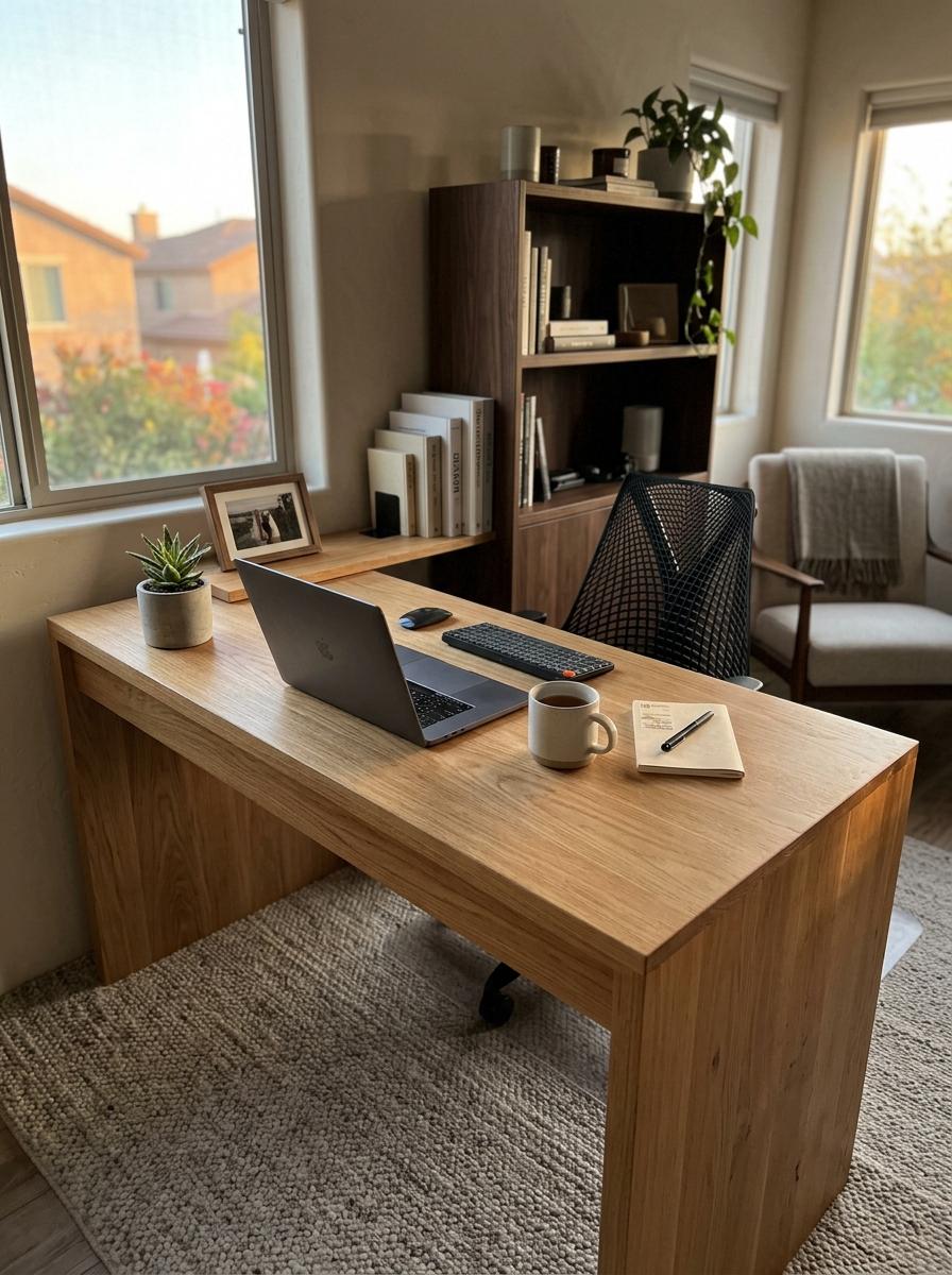 A Professional Interior Design Focus On The Japandi Office Desk