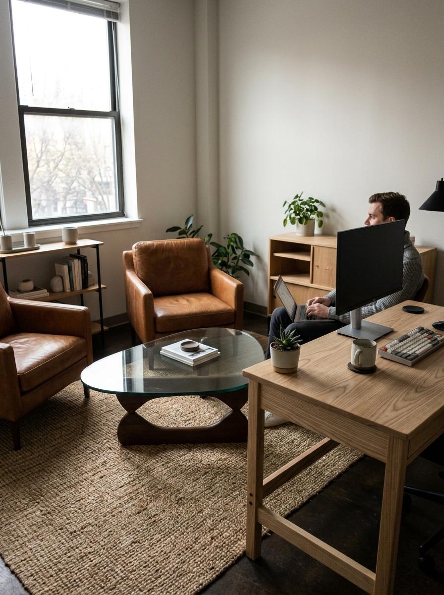 A Professional Retreat Styled With Japandi Office Furniture