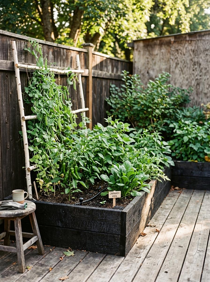 A Quiet Corner Dedicated To Japandi Vegetable Garden Principles