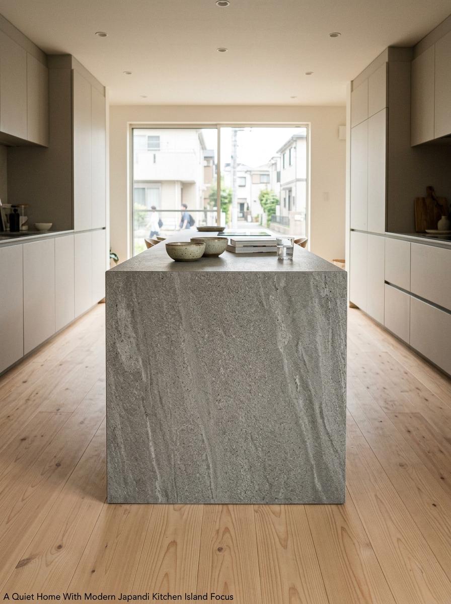 A Quiet Home With Modern Japandi Kitchen Island Focus