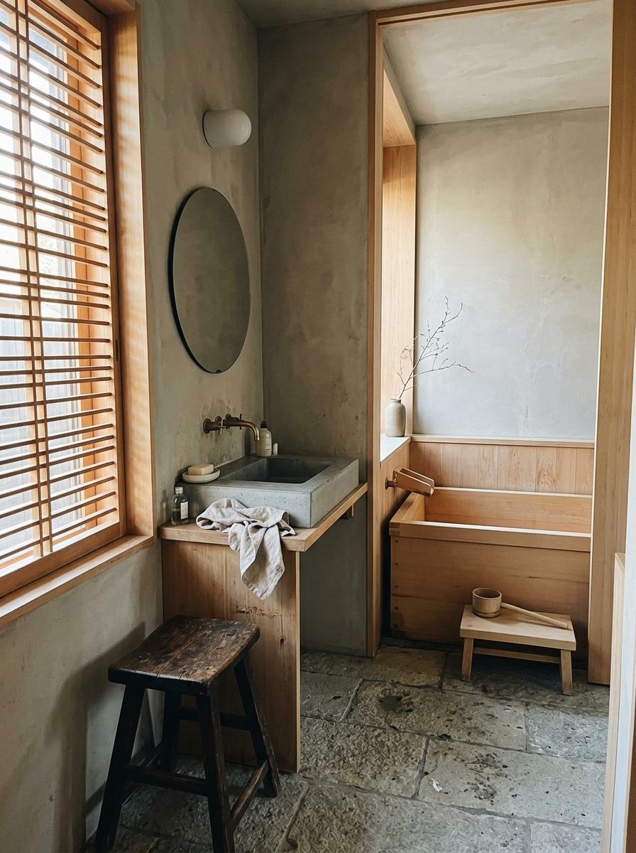 A Quiet Refuge Featuring A Simple Japandi Bathroom
