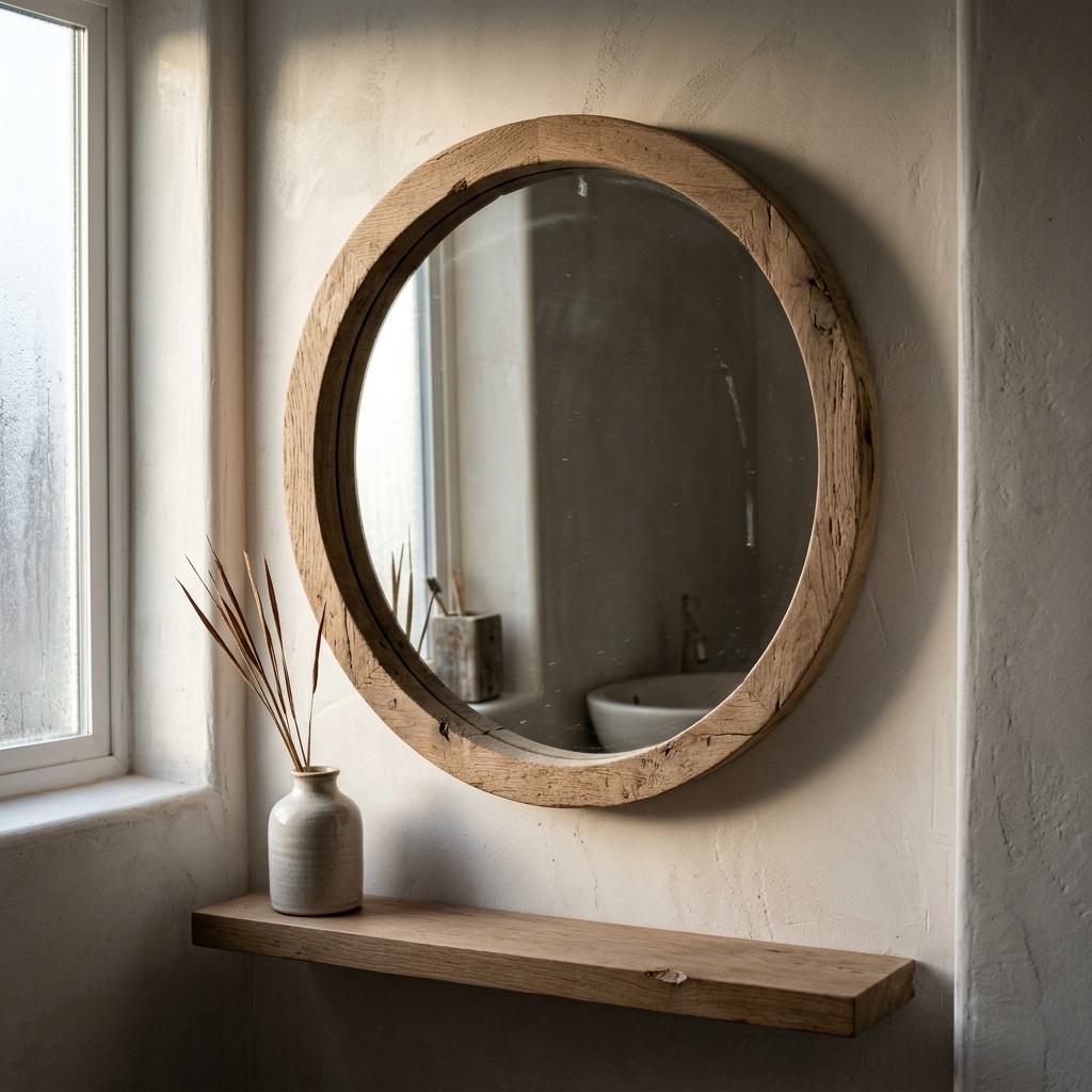 A Quiet Sophistication Defined By A Japandi Bathroom Mirror