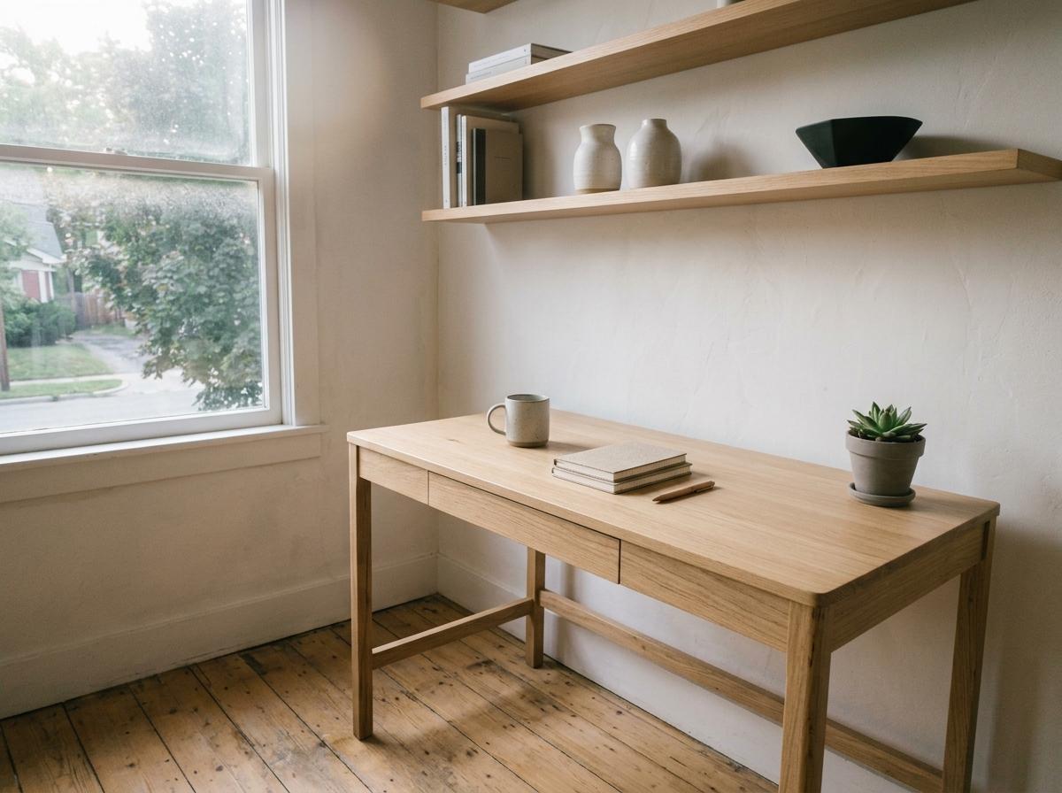 A Quiet Workspace Featuring Elegant Japandi Office Furniture