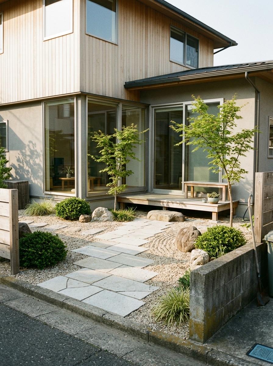 A Residence With Functional Japandi Front Yard Aesthetic Focus