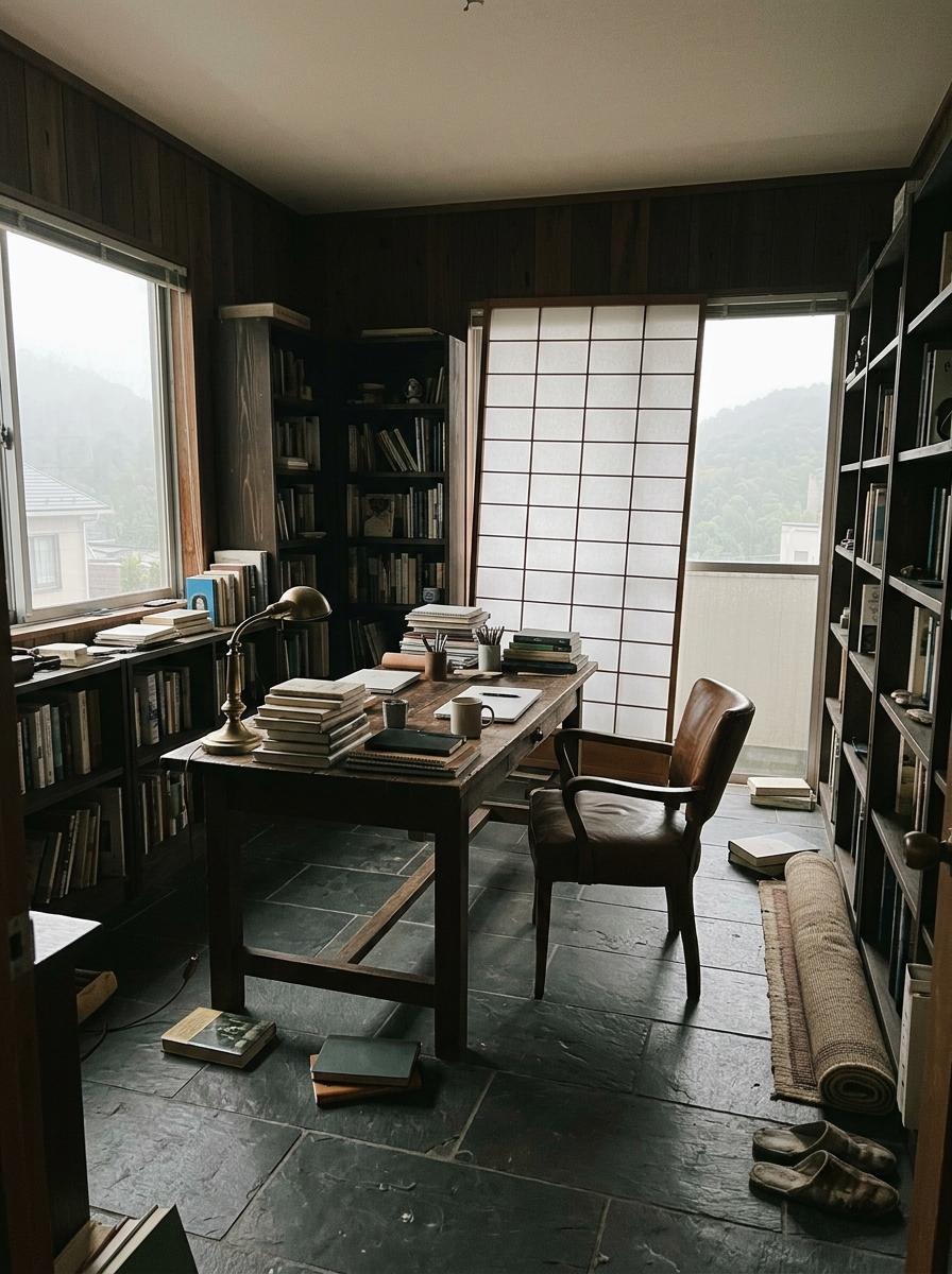 A Sophisticated Dark Academy Sanctuary With Japandi Roots