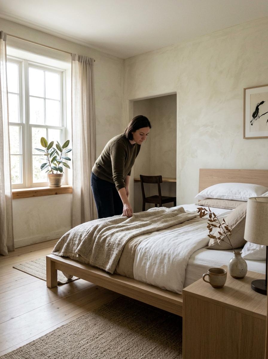 A Sophisticated Guest Bedroom With Japandi Style Accents