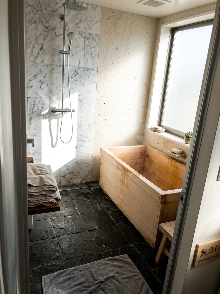 A Sophisticated Retreat Featuring Japandi Bathroom Aesthetics