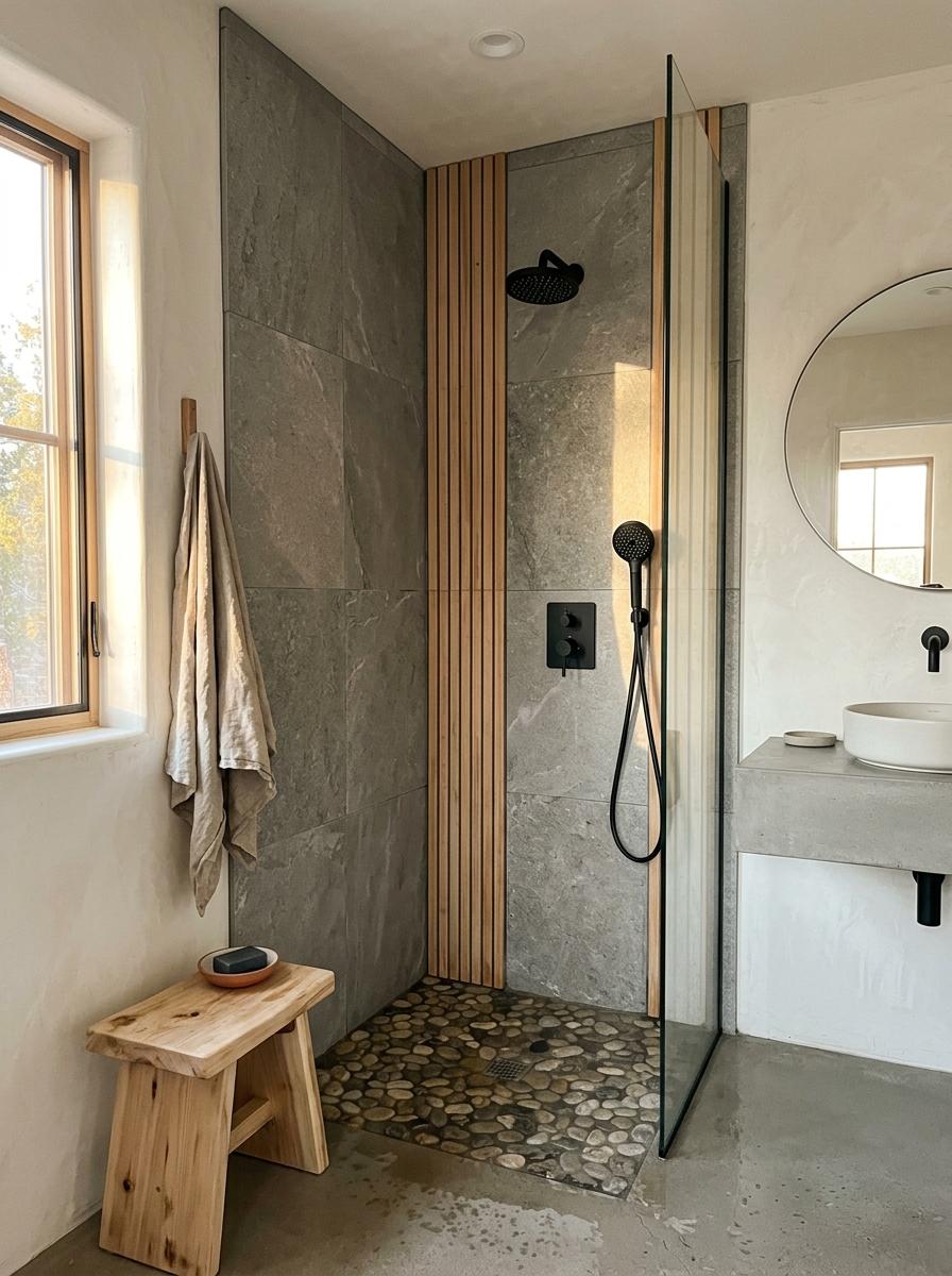A Sophisticated Take On The Modern Japandi Bathroom Shower
