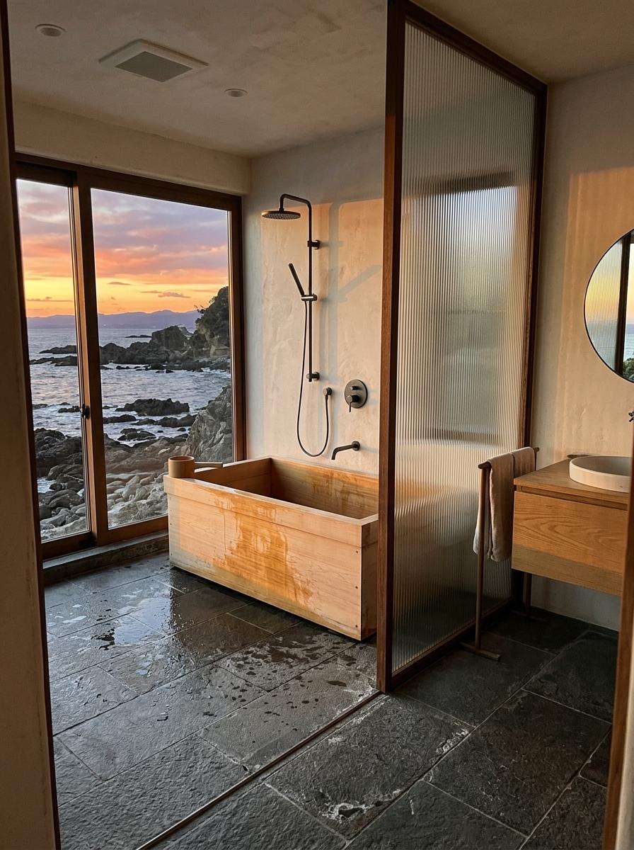 A Space With Modern Japandi Bathroom Design Focus