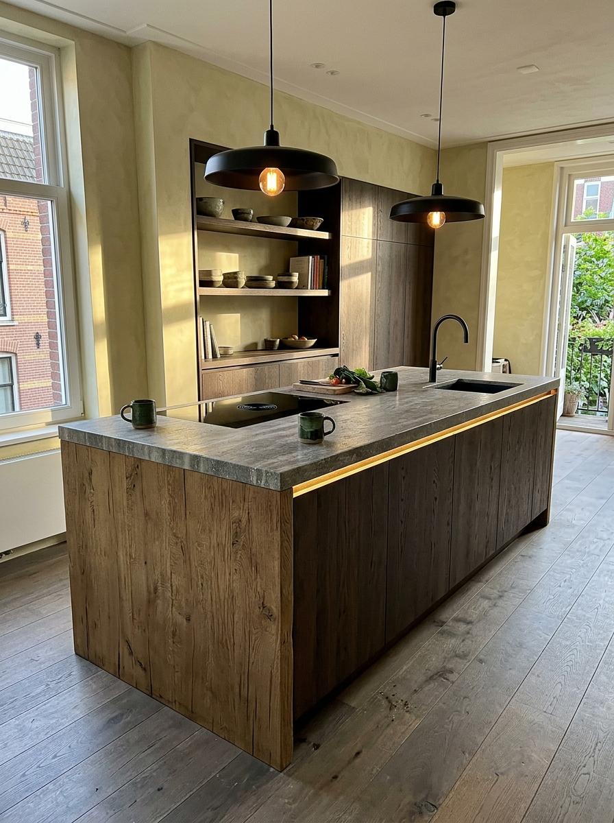 A Statement Island Centered In A Luxury Japandi Kitchen