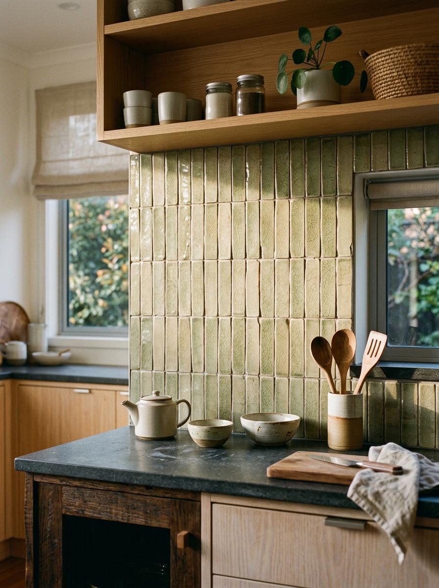 A Stylish Kitchen Embracing Unique Japandi Kitchen Backsplash Tiles