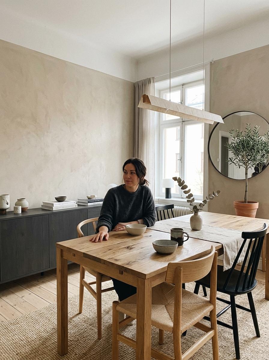 A Tasteful Blend Of Styles In This Japandi Dining Room