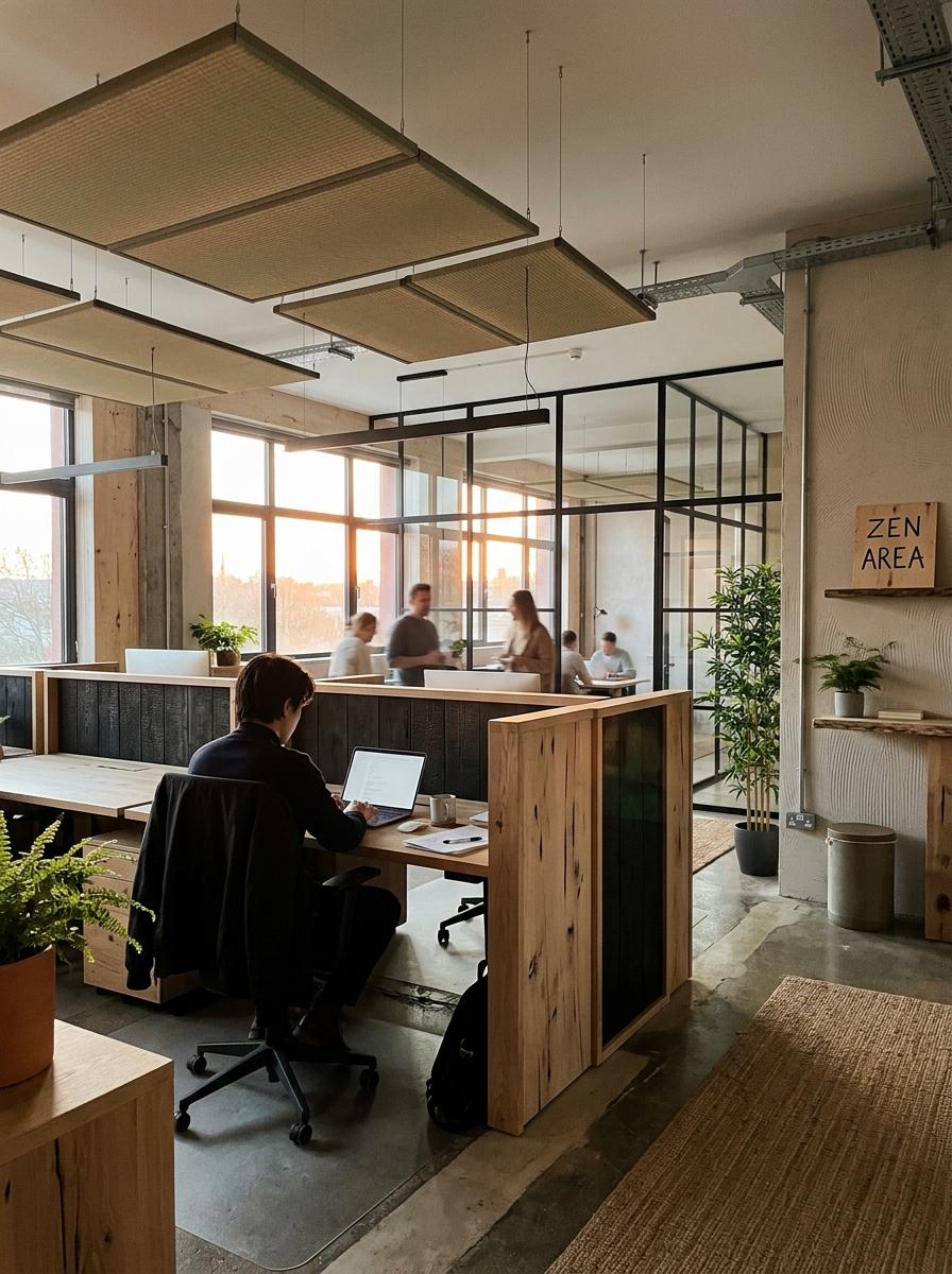 A Workplace With Modern Zen Japandi Interior Design Focus